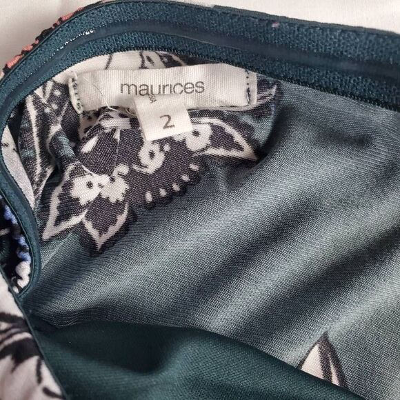 Maurices Strapless Floral Maxi Dress Women’s Size 2 Navy Pink Blue Roses - Picture 6 of 8